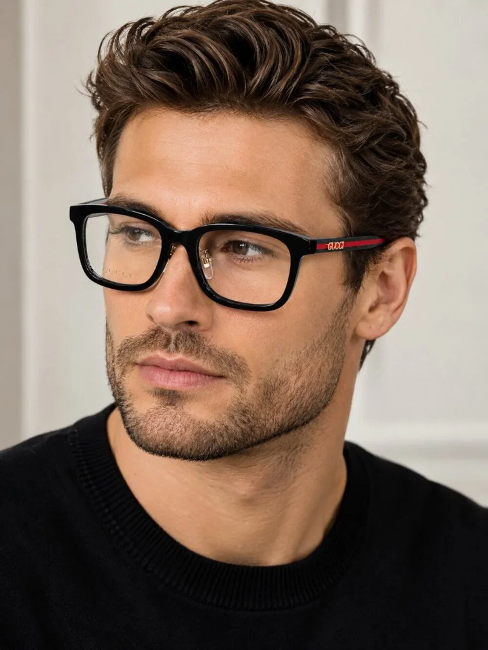 New Gucci Unisex Black & Red Square Eyeglasses 50-17-135 Designer Frames
